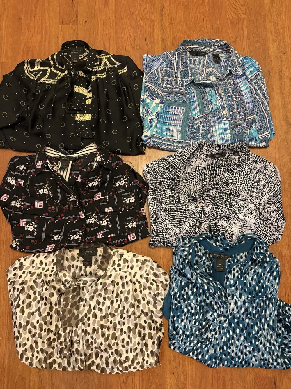 Investments Women’s Lot of 6 Patterned Blouses Petite Medium Career Business